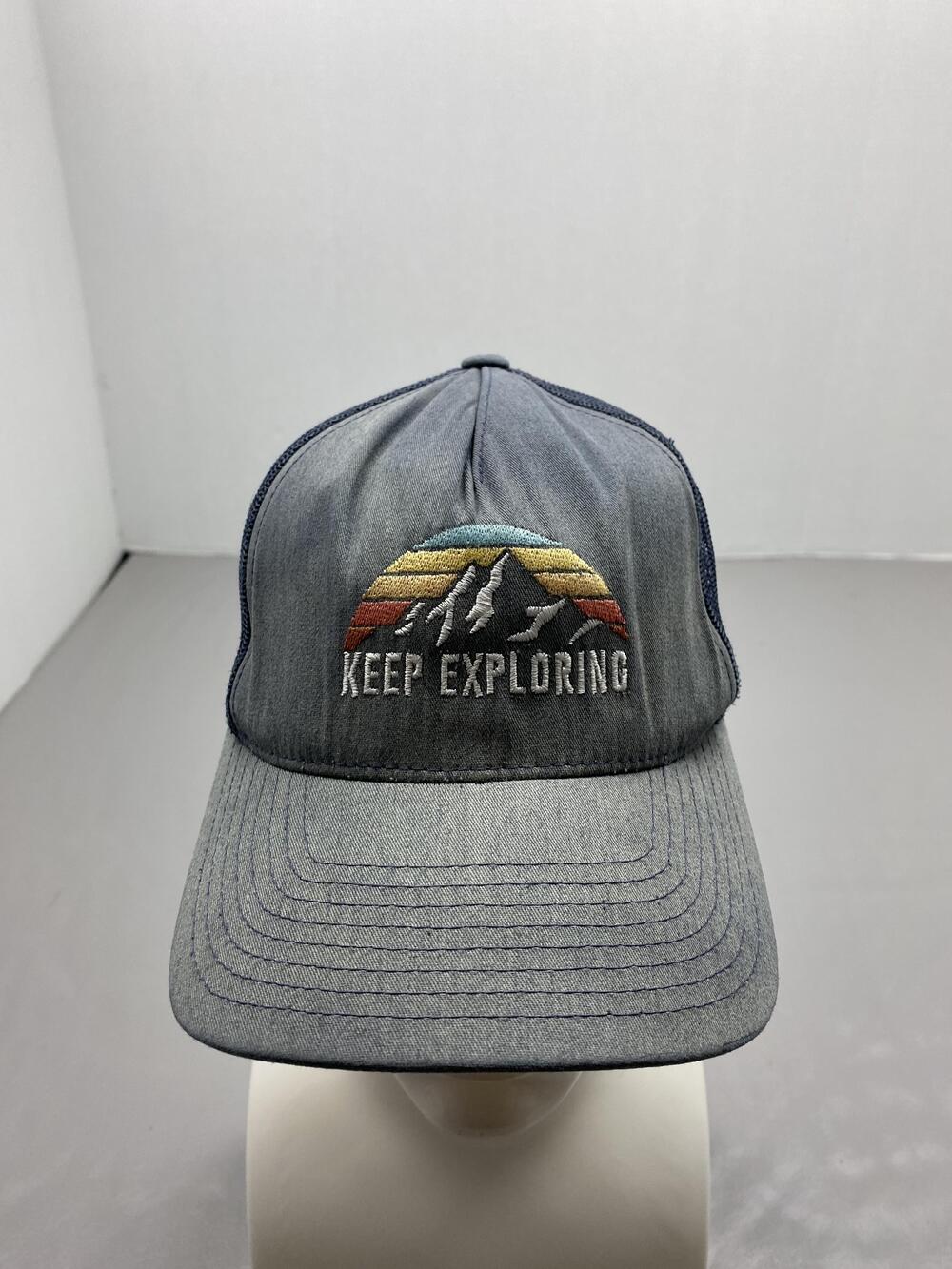 Yupoong Hat Cap Trucker Snap Back One Size Blue Keep Exploring Mens Adjustable